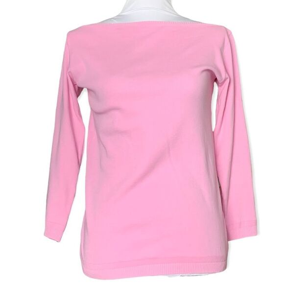 UNITED COLORS OF BENETTON pink cotton boatneck sweater sz L - Picture 1 of 6